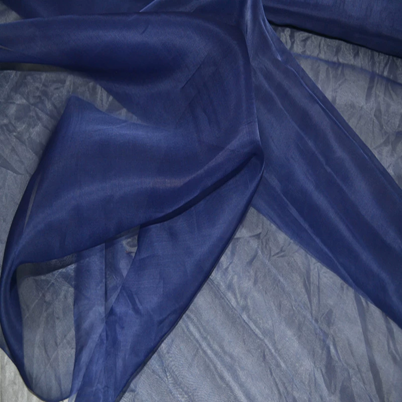 Sapphire blue rose ~ Vải organza lụa nhập khẩu nguyên bản Châu Âu, áo sơ mi, váy - Vải vải tự làm