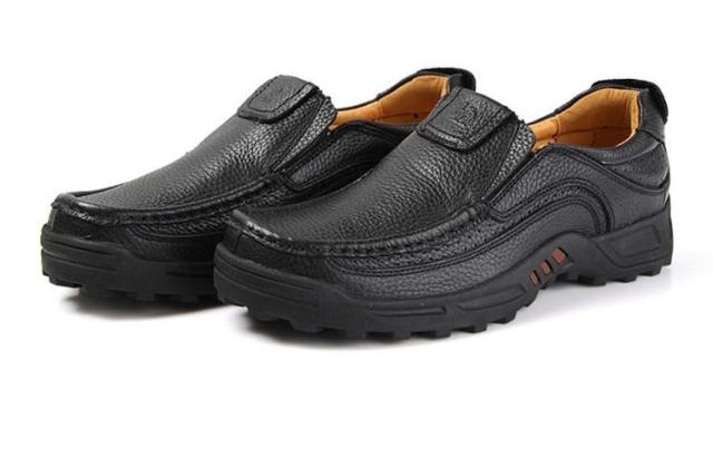 秋冬男士皮鞋真皮软底大码鞋懒人套脚休闲鞋中