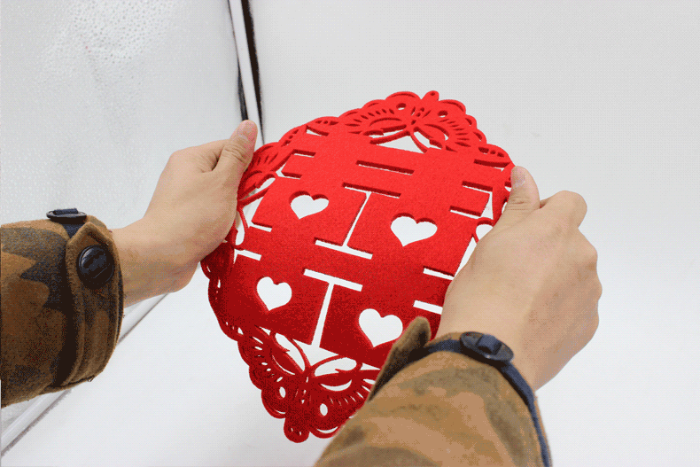 创意婚庆用品婚房装饰布置结婚礼中式新房无纺布喜字拉花绒布挂饰