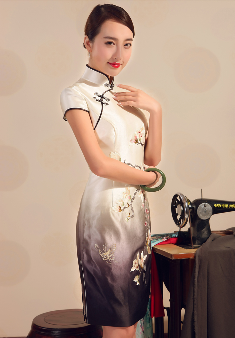 Love of birds 2015 new summer qipao skirt improved stylish heavyweight silk embroidery short of cheongsam dress White M picture, prices, brand platters! The elections are supplied in the national character of distribution, so action, buy now enjoy more preferential! As soon as possible.