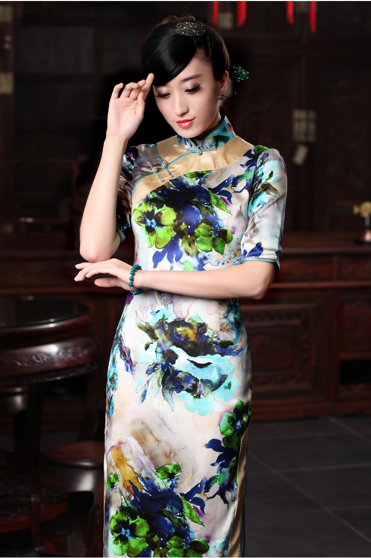 Birds love curtain inviting 2015 spring new cheongsam dress retro elegant and exclusive long Silk Cheongsam QD 536 fancy M pictures, price, brand platters! Elections are good character, the national distribution, so why buy now enjoy more preferential! Health