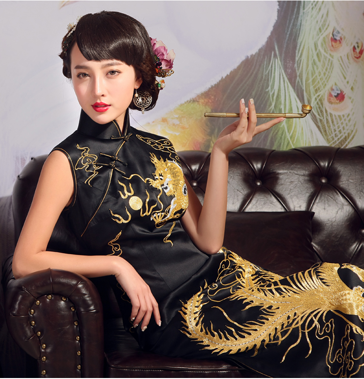 Birds love 2015 new dresses summer heavy Silk Cheongsam dress manual Suzhou embroidery is splendid and long robes Black - pre-sale 20 days out XXL pictures, price, brand platters! Elections are good character, the national distribution, so why buy now enjoy more preferential! Health