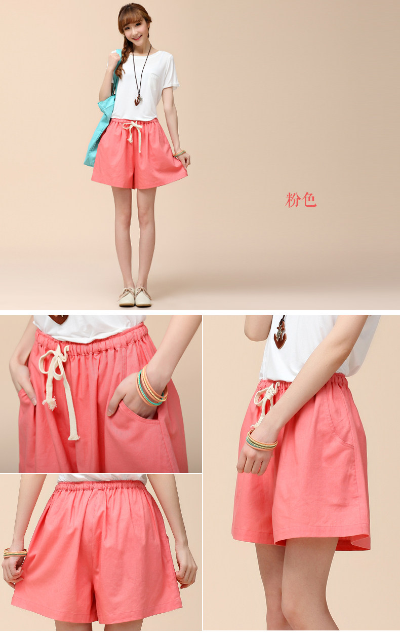 9099预售文艺棉麻 <em>短裤女 夏宽松</em>大码 休闲裙裤