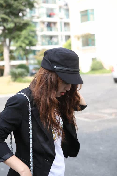 Siggi Korean Barret unilateral cutting flat-topped hat caps children Korean fashion winter Hat