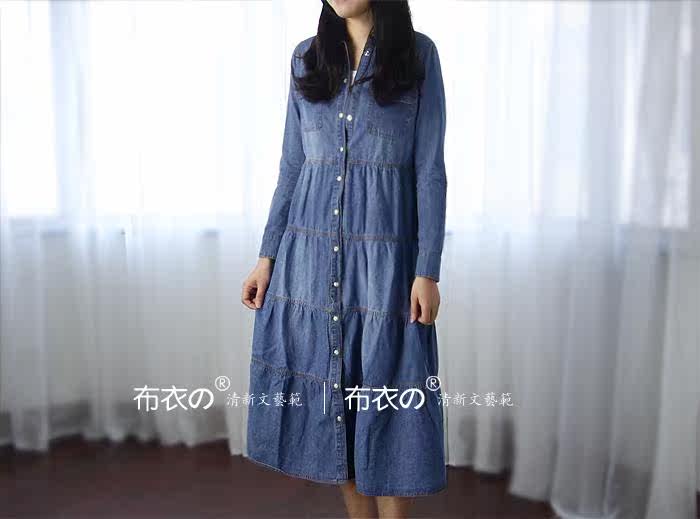 2013 spring new small wind long long sleeve denim dress in literature and art in Europe and fresh shirts dress L024-1