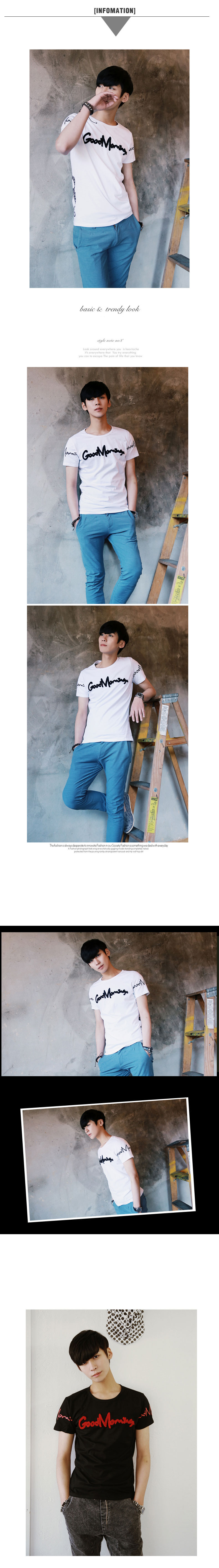mssefn2015新品短袖T恤毛巾绣字母印花韩版修身T恤男精梳棉T恤白色系TT01