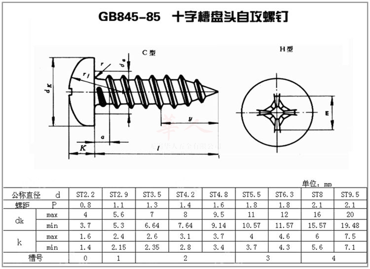 5-m3*32 304不锈钢十字盘头自攻螺丝钉自攻螺钉