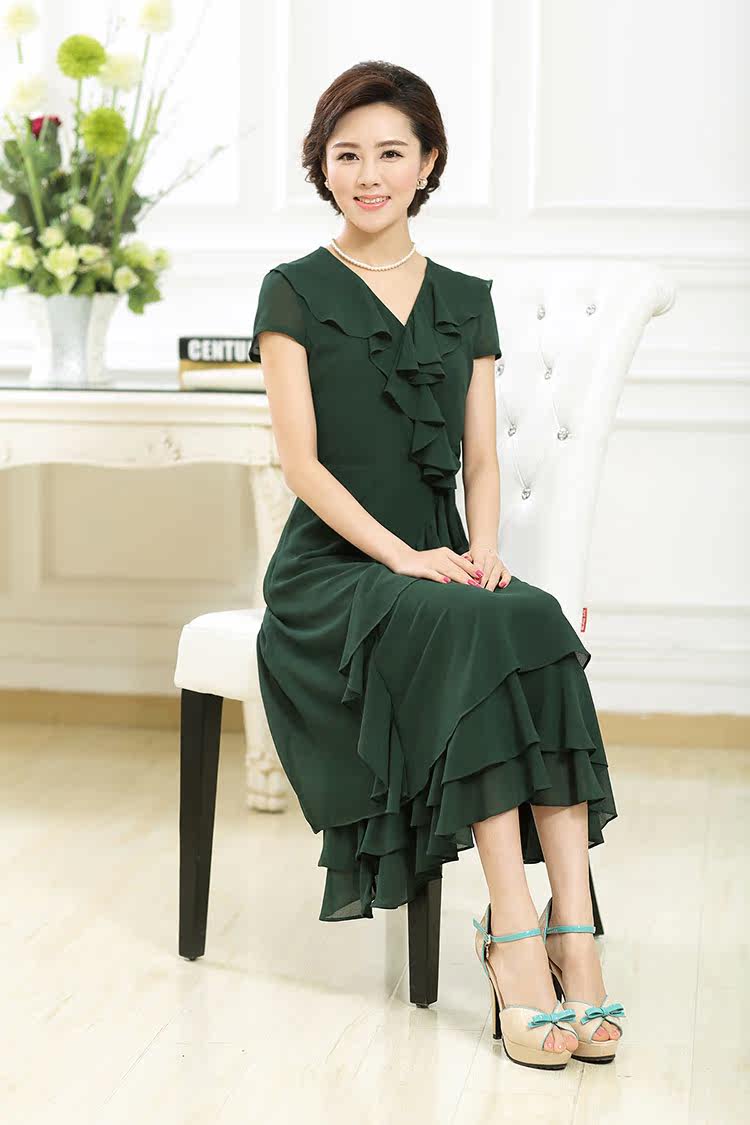 发采购连衣裙-2014夏装新款V领短袖<em>女裙子</em>夏