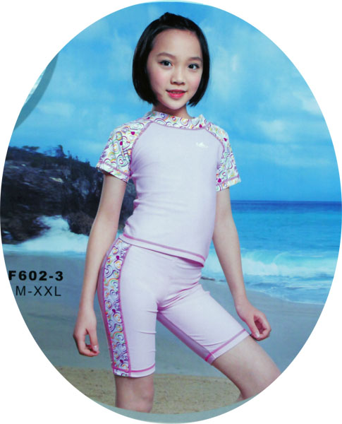 英发儿童防晒服\/儿童分体泳衣五分泳裤少女泳