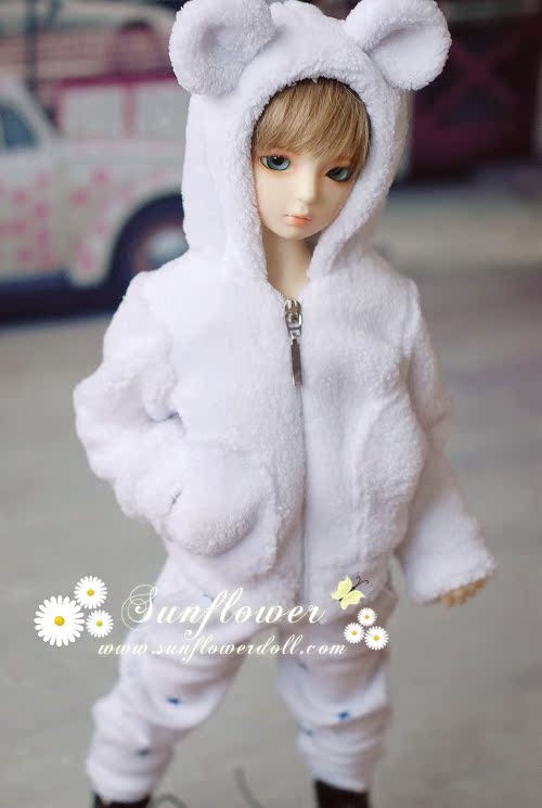 Кукла BJD «Месте» 1/3 1/4 ◇ bjd слой белой шерсти с капюшоном Пальто мило уха животных • Кукла BJD «Месте» 1/3 1/4 ◇ bjd слой белой шерсти с капюшоном Пальто мило уха животных •