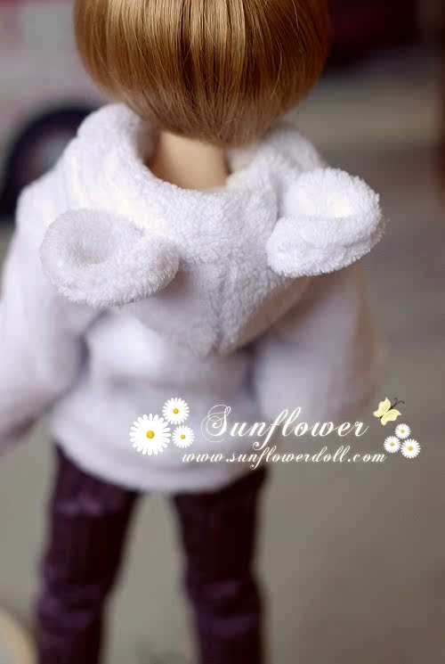 Кукла BJD «Месте» 1/3 1/4 ◇ bjd слой белой шерсти с капюшоном Пальто мило уха животных • Кукла BJD «Месте» 1/3 1/4 ◇ bjd слой белой шерсти с капюшоном Пальто мило уха животных •