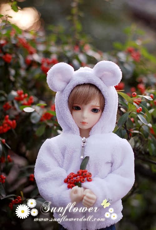 Кукла BJD «Месте» 1/3 1/4 ◇ bjd слой белой шерсти с капюшоном Пальто мило уха животных • Кукла BJD «Месте» 1/3 1/4 ◇ bjd слой белой шерсти с капюшоном Пальто мило уха животных •