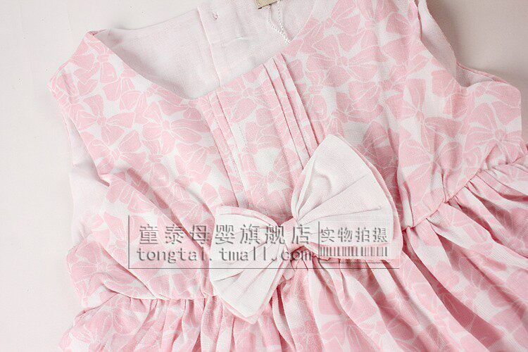 Tong Tai 2013 new baby girls sleeveless dresses cotton lace dress vest bow splicing dress in summer