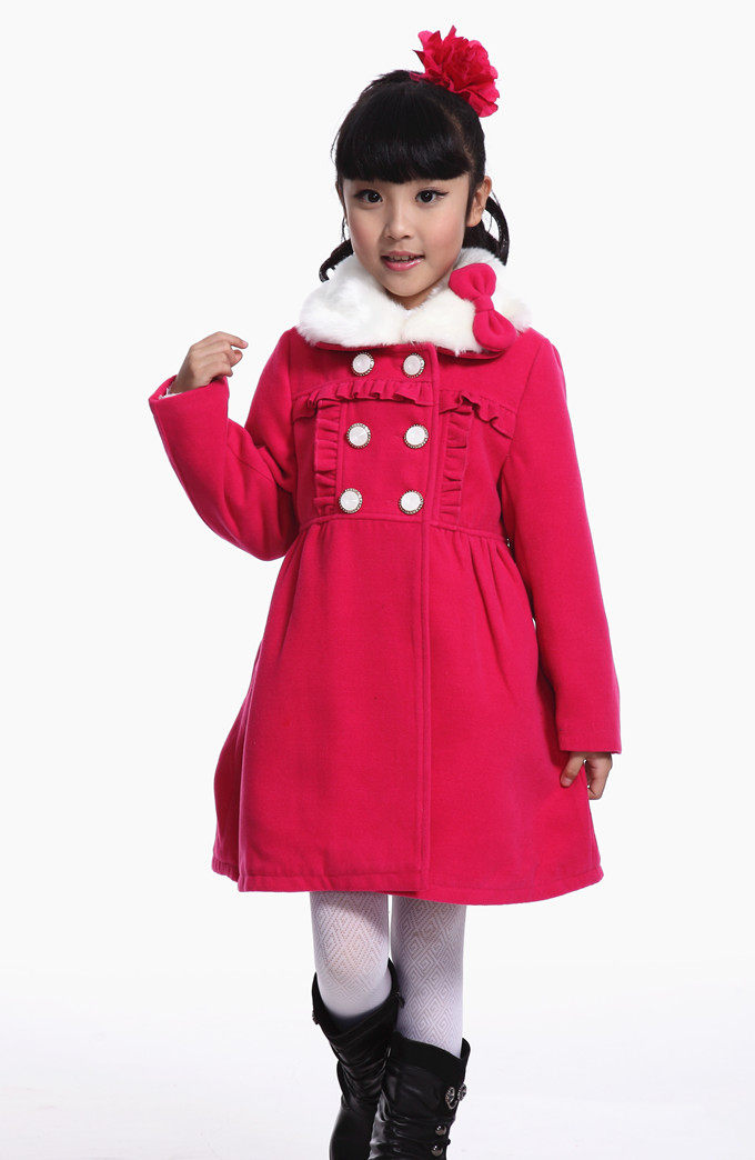 【<em>女</em>童装新款<em>过年</em>大衣 儿童<em>外套</em> 儿童毛领双面