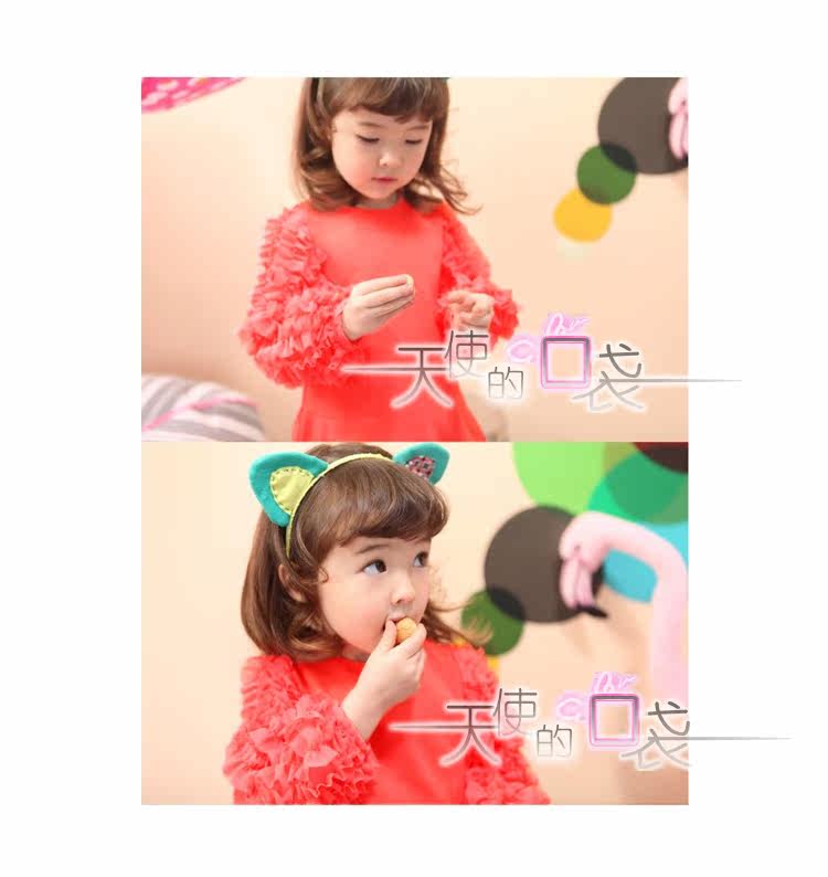 Korean girls children's clothing featured wood ear Angel Pocket long sleeve dress with 2012 autumn girl dress 2 colors
