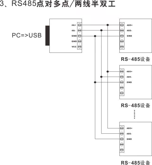 b输出   接线端子 (pin) 输出信号 rs-485半双工接线   &