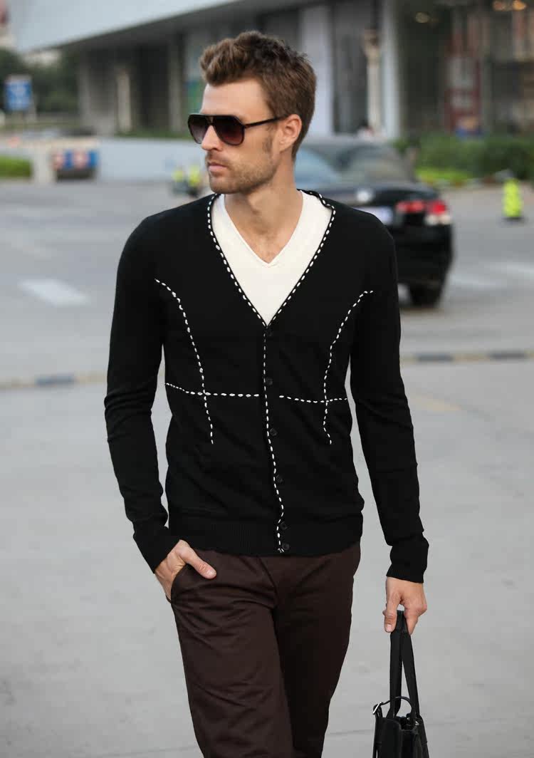 毛衣男 <em>针织</em>衫男<em>开衫</em>时尚复古男士毛衣<em>男短款</em>