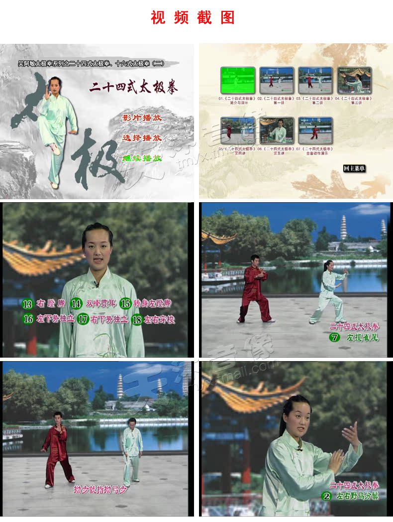 正版 吴阿敏24式太极拳教学dvd光盘二十四式太极拳示范教学碟片