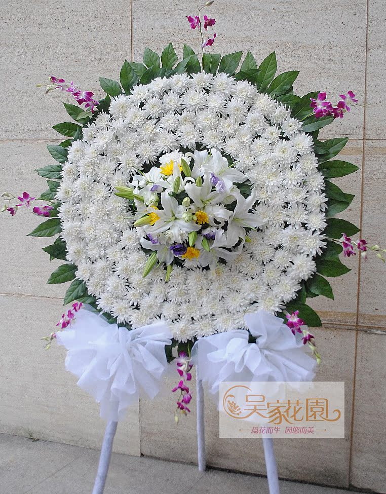 特价包邮 白菊花圈上海龙华悼念花圈上海西宝兴祭奠鲜花花圈订花