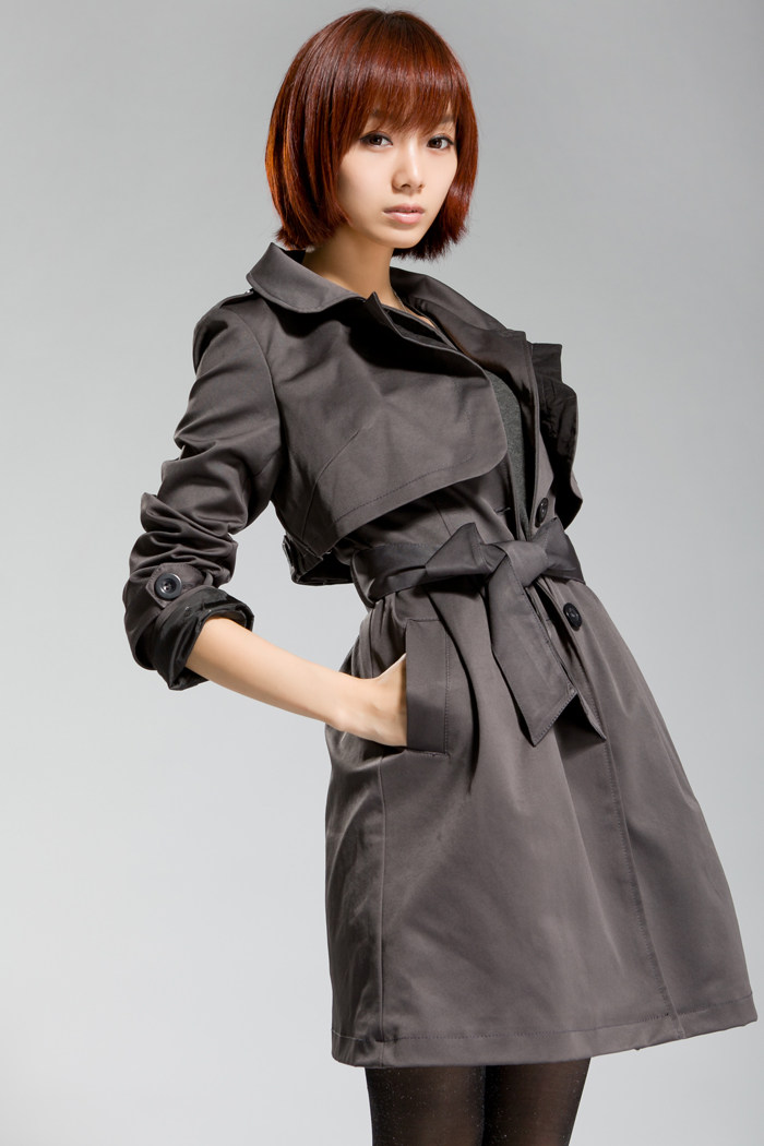 sdeer<em>圣迪奥 女装</em>暗哑闪光经典修身风衣外套1