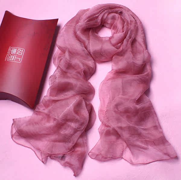 pure rubber red colour thin real silk scarf