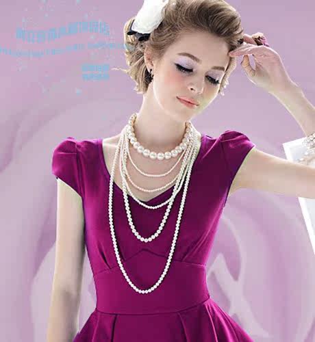 特价<em>包邮</em>7-8MM天然珍珠<em>毛衣链</em> 长项链<em>长款</em>超