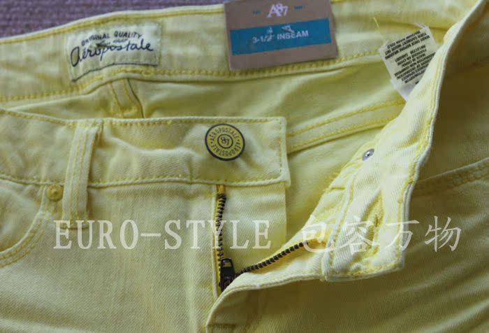 Женские брюки 特aeropostale 小ae扎染染色磨破糖果荧光色毛边卷边牛仔短裤热裤 Шорты, мини-шорты Городской стиль Женские брюки 特aeropostale 小ae扎染染色磨破糖果荧光色毛边卷边牛仔短裤热裤 Шорты, мини-шорты Городской стиль