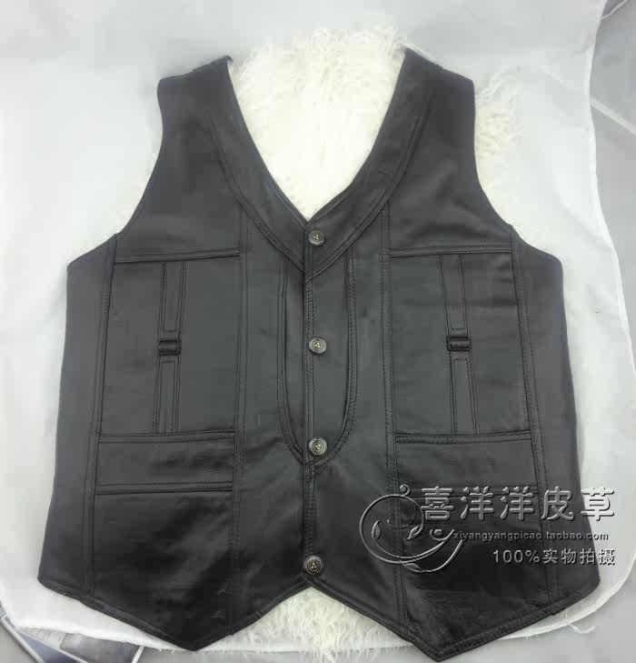 <em>羊毛马甲中老年男士</em>真皮毛一体坎肩羊皮保暖加