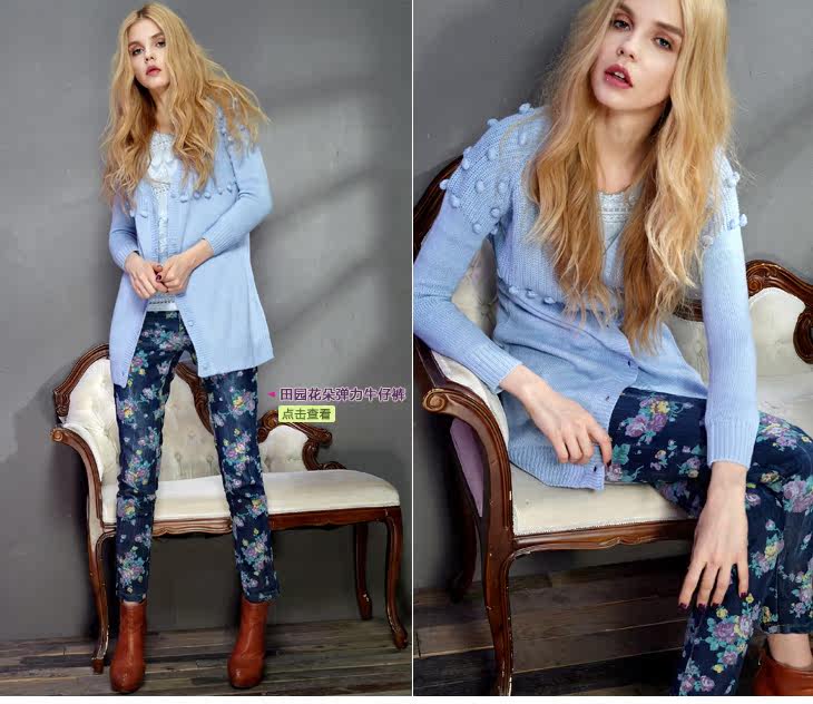 妖精的口袋 ELFSACK 冬装立体小球<em>V领开衫</em>毛