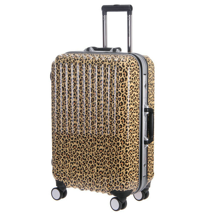 最奢侈的服裝品牌 超炫高品質品牌鋁框豹紋拉桿箱旅行行李登機箱時尚奢侈登機箱 最新奢侈品牌