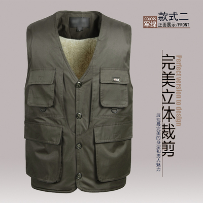 包邮2013秋冬新款<em>中老年</em>棉<em>马甲男多口袋</em>坎肩