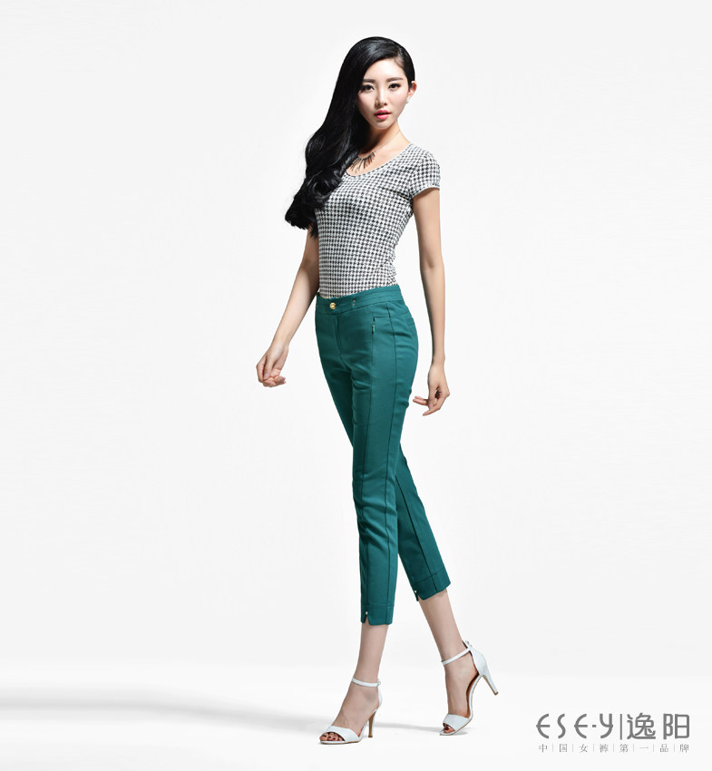 <em>逸阳</em>ESEY<em>女裤</em>专场黑色修身<em>八分裤</em>E4C08Z07