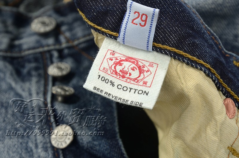Джинсы мужские Evisu e6035 Классическая джинсовая ткань 2013 Evisu Длинные брюки (длиной ниже щиколотки) Блестящая, Рваные, Обработано наждачной бумагой, Шлифованный край, Обшарпанные 2013 Молодежь Четыре времени года Много карманов Классическая джинсовая ткань Для отдыха