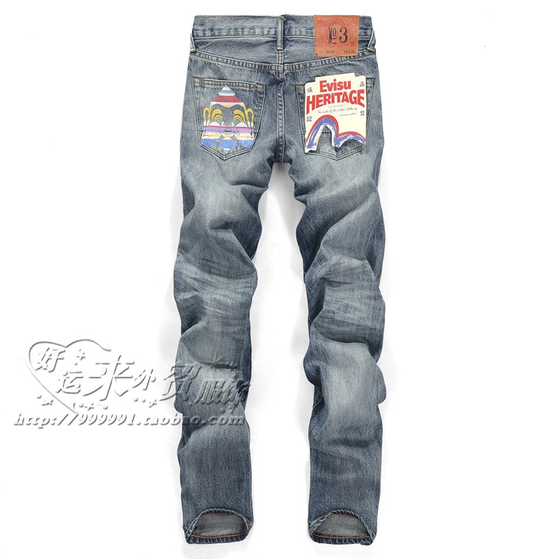 Джинсы мужские Evisu e6035 Классическая джинсовая ткань 2013 Evisu Длинные брюки (длиной ниже щиколотки) Блестящая, Рваные, Обработано наждачной бумагой, Шлифованный край, Обшарпанные 2013 Молодежь Четыре времени года Много карманов Классическая джинсовая ткань Для отдыха