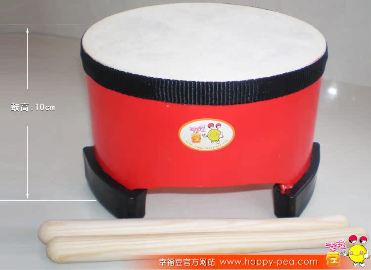 幸福豆:奥尔夫乐器6寸地鼓,幼儿园儿童羊皮敲鼓,东方爱婴订做款