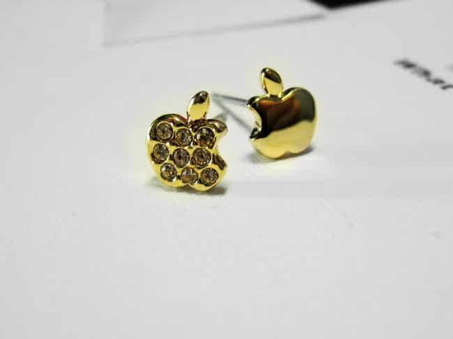 亚品牌耳钉饰品批发 纪念乔布斯 迷你小苹果 耳