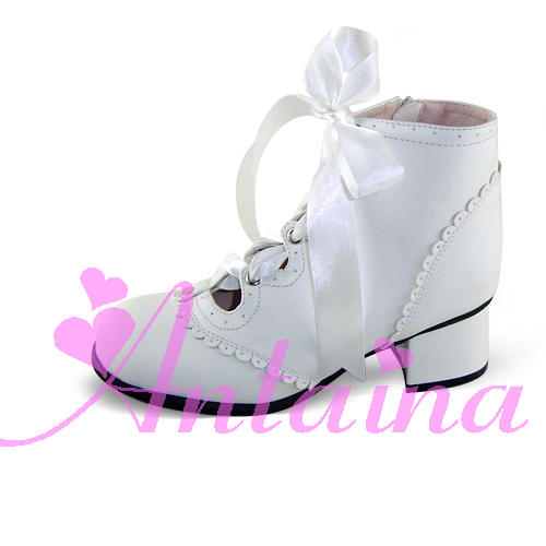 an * tai * na *   LOLITA   COS Retro elegant style silk ribbon Hollow out Single shoes 9973 Square heel waterproof