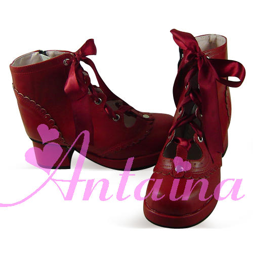 an * tai * na *   LOLITA   COS Retro elegant style silk ribbon Hollow out Single shoes 9973 Square heel waterproof