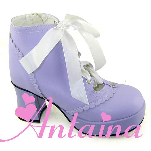 an * tai * na *   LOLITA   COS Retro elegant style silk ribbon Hollow out Single shoes 9973 Square heel waterproof