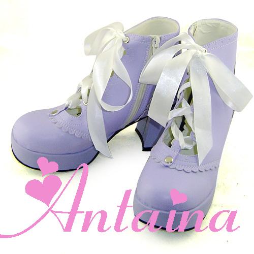 an * tai * na *   LOLITA   COS Retro elegant style silk ribbon Hollow out Single shoes 9973 Square heel waterproof