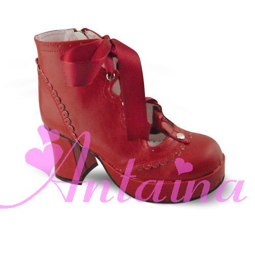 an * tai * na *   LOLITA   COS Retro elegant style silk ribbon Hollow out Single shoes 9973 Square heel waterproof