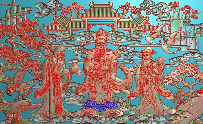 吉善缘 树脂大号福禄寿 三星福禄满堂长寿安康家居工艺品摆件