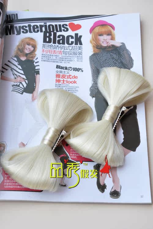 2013 New OL Temperament Sweet Duck Mouth Clip Womens Bowknot Wig 14.5 x 9.5cm