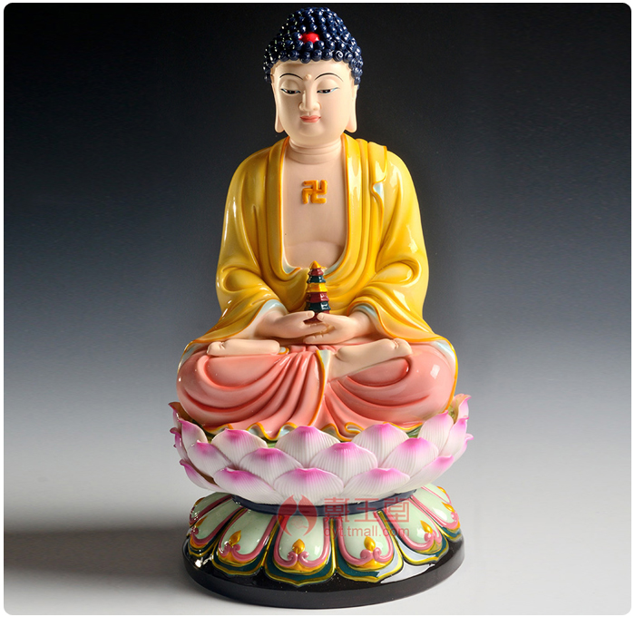 盒 陶瓷供奉工艺品/11寸五彩全莲          名称: 11寸五彩全莲如来