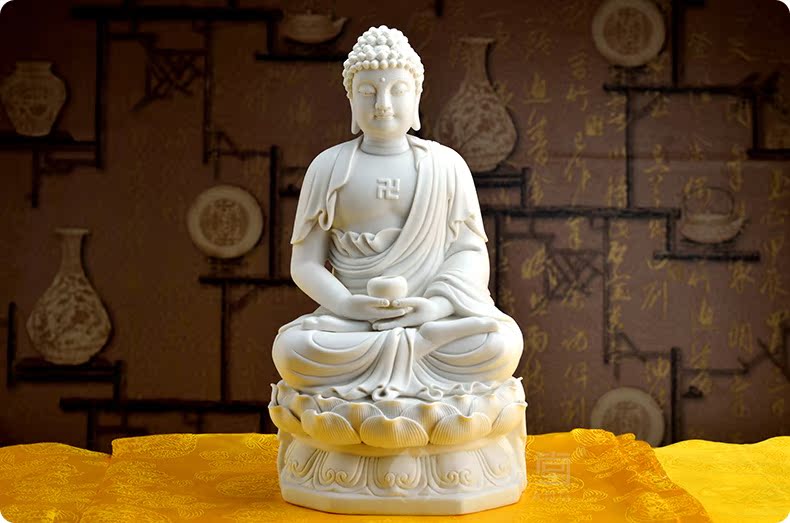 戴玉堂 释迦牟尼陶瓷药师佛坐姿供奉西方三圣佛像/如来佛阿弥陀佛