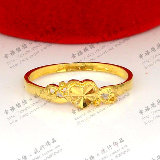 24K镀金高仿真<em>黄金</em>结婚新娘饰品<em>女士款式戒指</em>