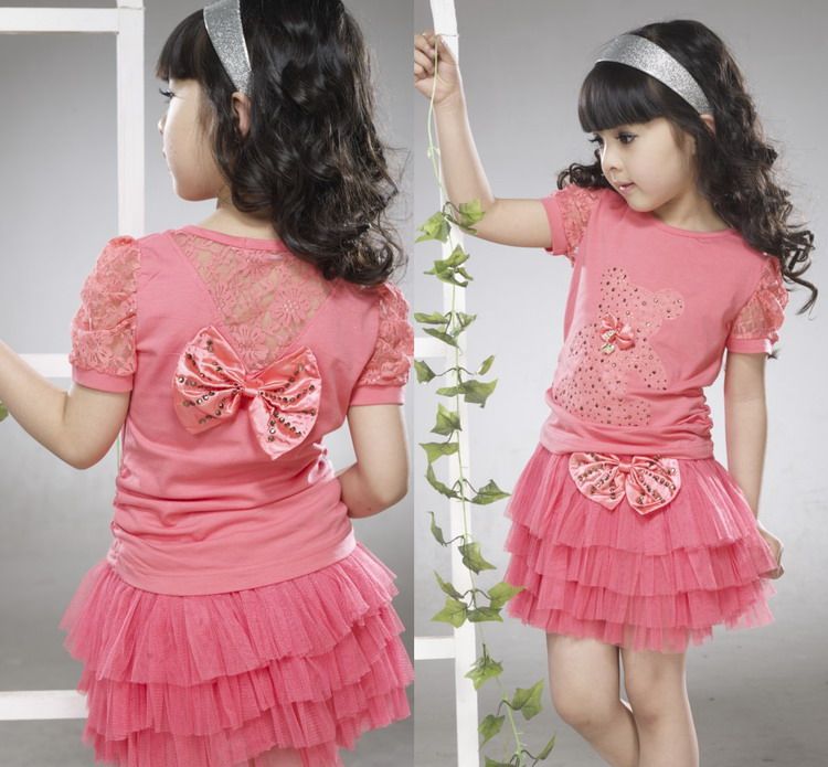 Wood duck foot authentic big children in children's clothes girls suit summer yarn Princess skirt suit skirt child costume specials