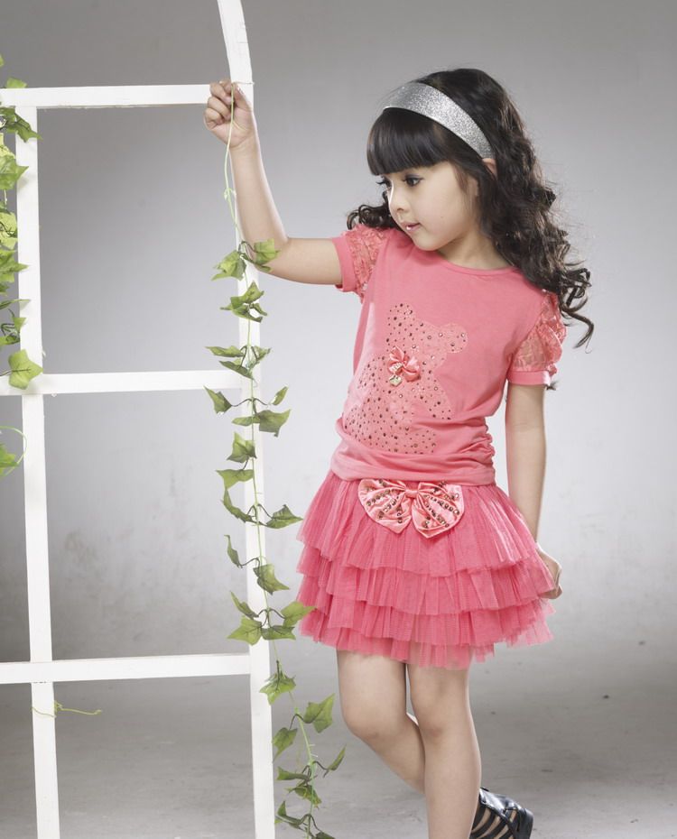 Wood duck foot authentic big children in children's clothes girls suit summer yarn Princess skirt suit skirt child costume specials