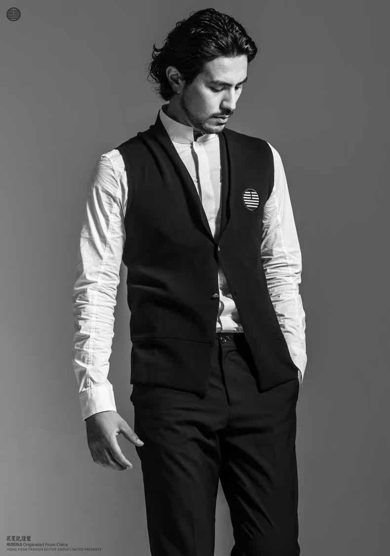 花笙记中国风<em>马甲男</em>中式修身<em>针织</em>背心<em>开衫</em>秋冬