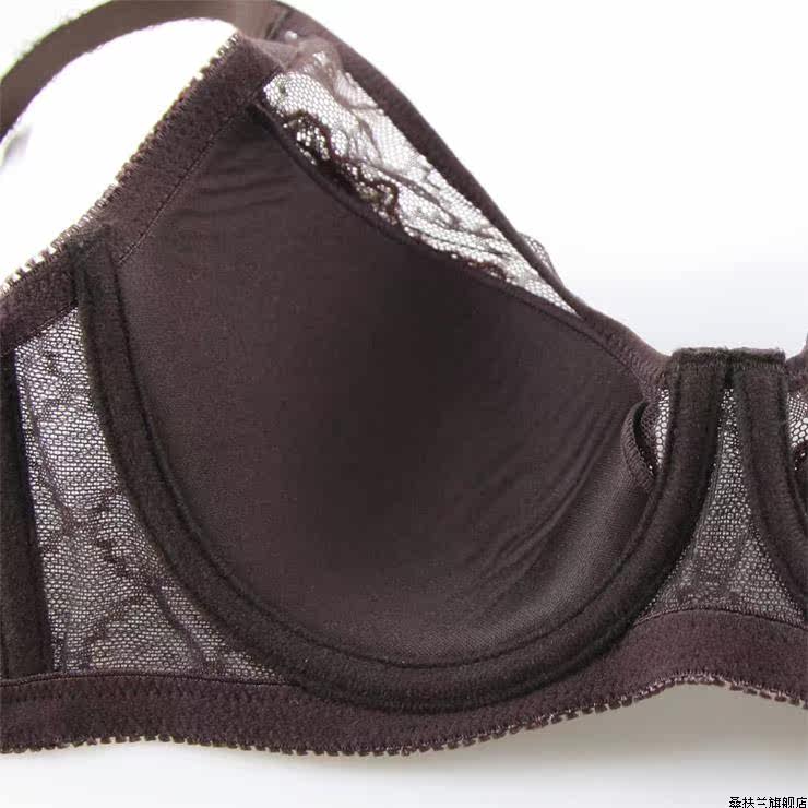 桑扶兰 刺绣蕾丝花边深V薄杯<em>文胸</em> AK809棕色
